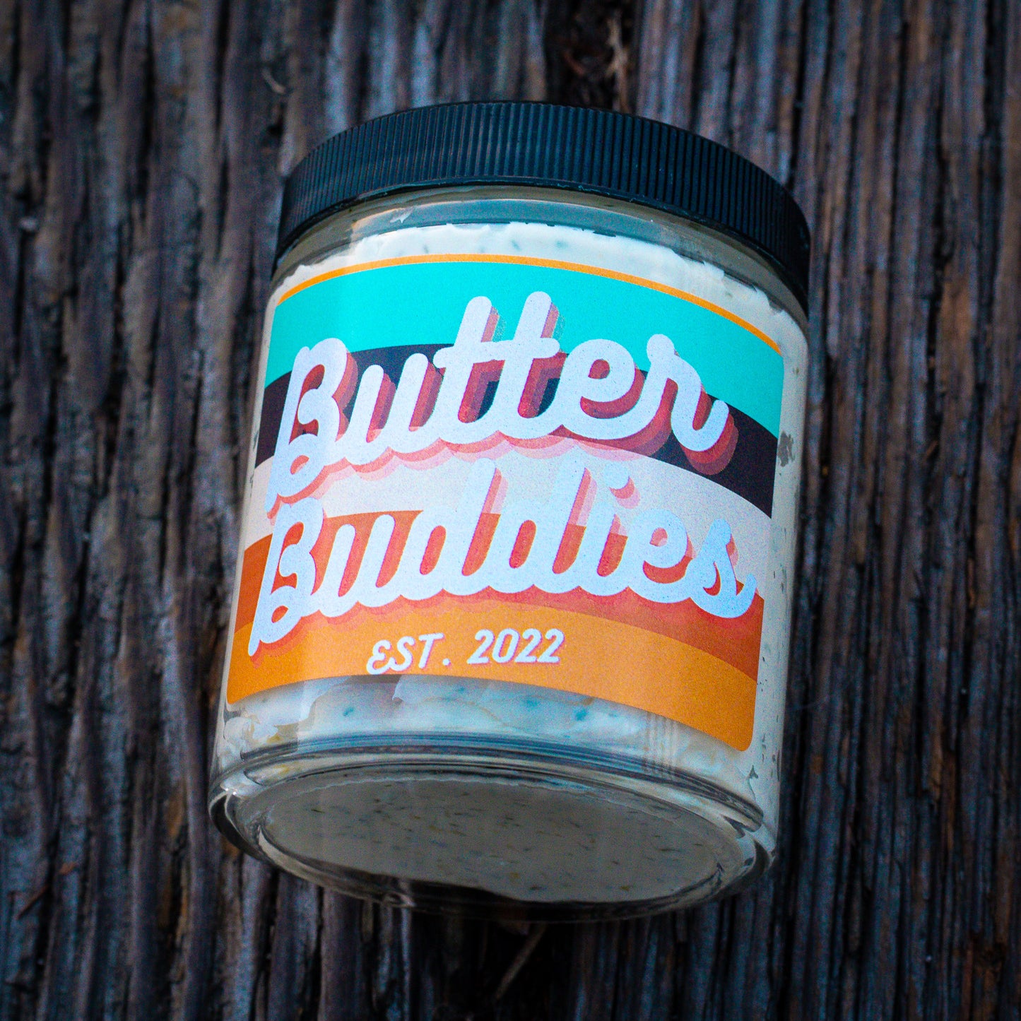 Garlic butter on wood