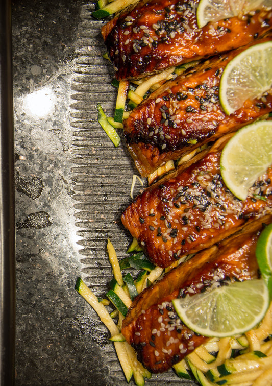 Fresh Arctic Char fish pan seared covered in a maple butter glaze